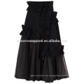 New Fashion Black Rüschen Applique Sommer Mini täglichen Rock DEM / DOM Herstellung Großhandel Mode Frauen Bekleidung (TA5029S)